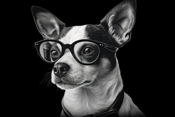 Delightful Domestic Pet: Realistic Real-Life Dog with Stylish Glasses. Generative AI