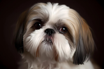 Naklejka na ściany i meble Shih Tzu - originally from China, bred as lap dogs for Chinese royalty. Known for their long, silky hair and affectionate personalities (Generative AI)