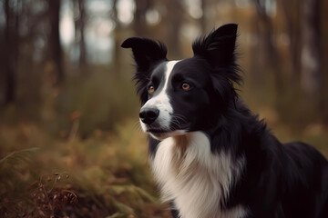 Fototapeta premium Border Collie - originally from Scotland and England, bred for herding sheep. Known for their intelligence and high energy levels (Generative AI)