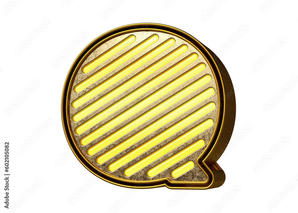 Aufkleber luminous metallic display font letter q in gold and yellow. flashing lettering for creating titles, 