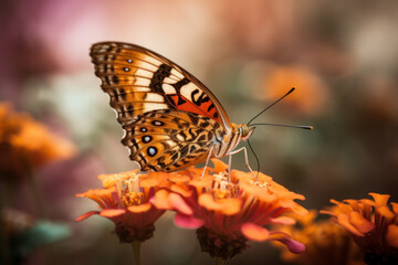 Schmetterling mit Blumenvordergrund
