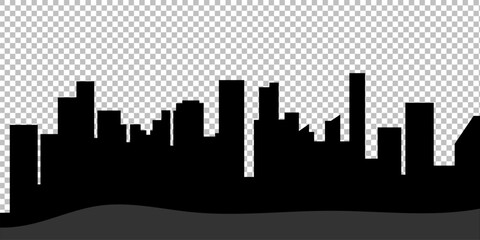 Fototapeta premium City skyline on transparent background in black colors. Vector Illustration.