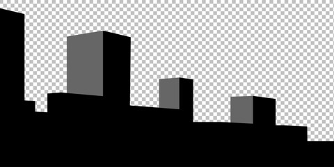 Fototapeta premium City skyline on transparent background in black colors. Vector Illustration.
