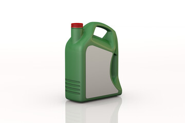 Green motor oil bottle