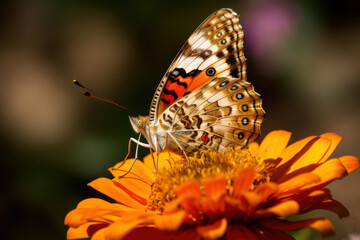 Obraz premium Schmetterling mit Blumenvordergrund