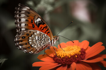 Obraz premium Schmetterling mit Blumenvordergrund