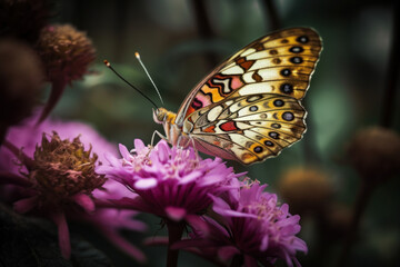 Obraz premium Schmetterling mit Blumenvordergrund