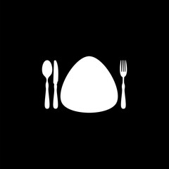  Fork And Knife icon isolated on black background 
