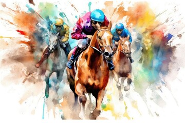 Enjoy stunning 3D horse racing design for your project. (Generative AI) - 602106079