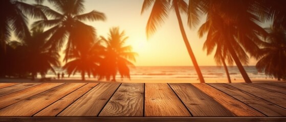 Tropical summer sunset beach bar background. Generative AI