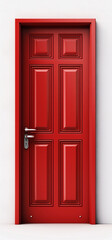 Vibrant red door standing out in isolation, generative Ai