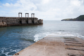 Old abandoned port of the iron mine in Llumeres, Asturias, Spain