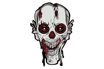 Horrible Zombie Face In Vector Art Style