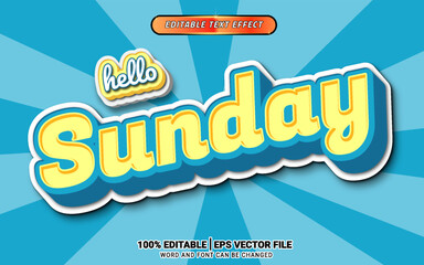 hello sunday summer retro 3d text effect editable template design
