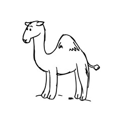 camel cartoon illustration white and black doodle hand drawn web and design icon vector illustration