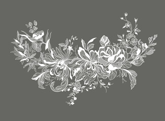 Lace ornate flowers. vector illustration