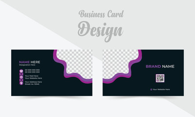 Creative Corporate Business Card Design with Black and Purple Colour.
