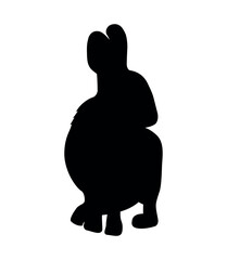 Rabbit silhouette in vector. Easter bunny. Can be used as a stencil or template for festive decorations, postcards, shop windows, logos