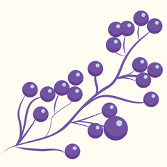 Vector Illustration of a Purple Branch with Rounded Berries