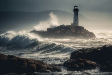 The Majestic Lighthouse: A Guiding Beacon on a Rocky Coastline