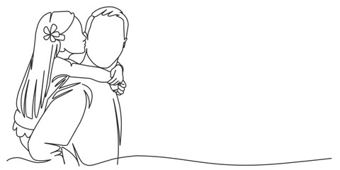 Fathers day line art vector illustration