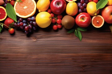 Fototapeta na wymiar fruits on wooden background