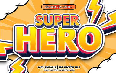 superhero orange 3d comics text effect editable template design