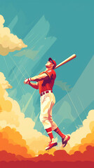 Baseball Player Floating in the Sky with Clouds Angelic Heavenly Generative AI