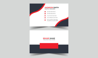 Double-Sided Creative Business Card Template Modern Red And Black Corporate Creative and Clean Business Card Design Template Name Card Visiting Card Simple Flat Horizontal Vector Illustration Layout