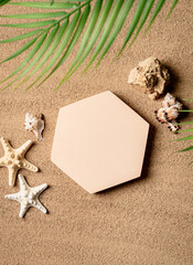 Empty beige platform podium