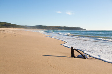 Fototapeta na wymiar Galician beach landscape, Galicia, Spain. Do Rostro beach.