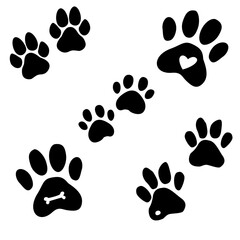 Fototapeta premium Paw print set , Dog paw prints, Collection of paw prints Vector set