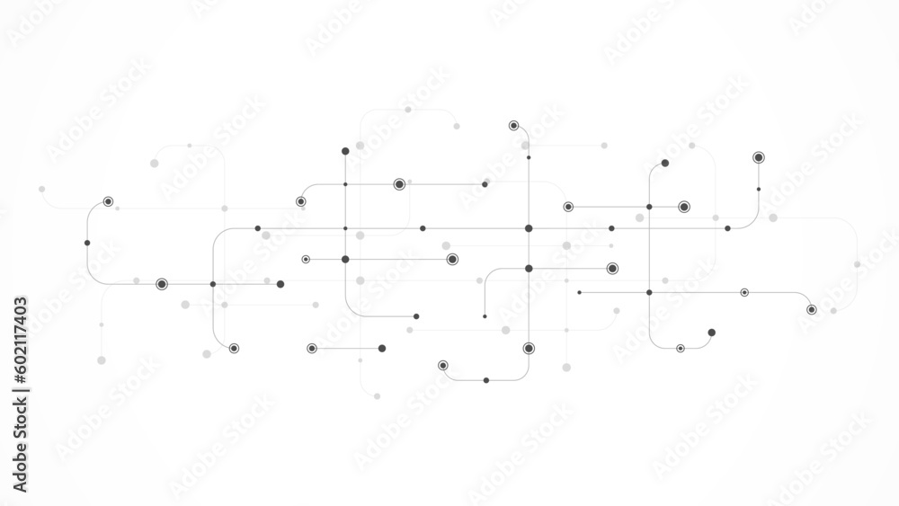 Poster digital technology concept with integrated circuit and network communication elements