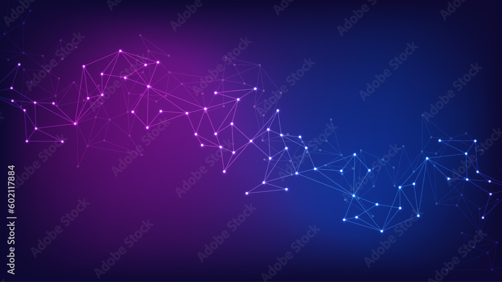Poster abstract technology background with connecting the dots and lines. global network connection, intern