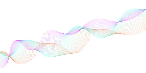 Abstract colorful lines background. Blending gradient colors. Digital frequency track equalizer. Line art. Vector illustration.