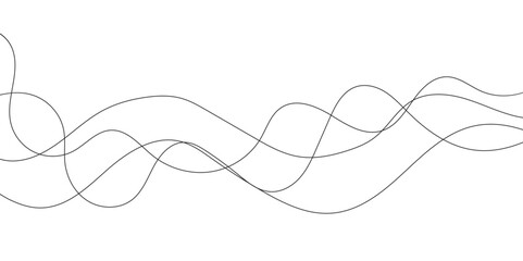 Abstract wavy black wavy curved line on transparent background.	Abstract wavy thin lines background.