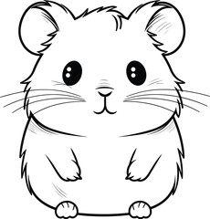A cartoon hamster with a black-and-white outline.