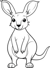Black and white illustration of a kangaroo