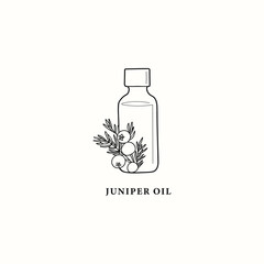 Line art juniper essential oil bottle