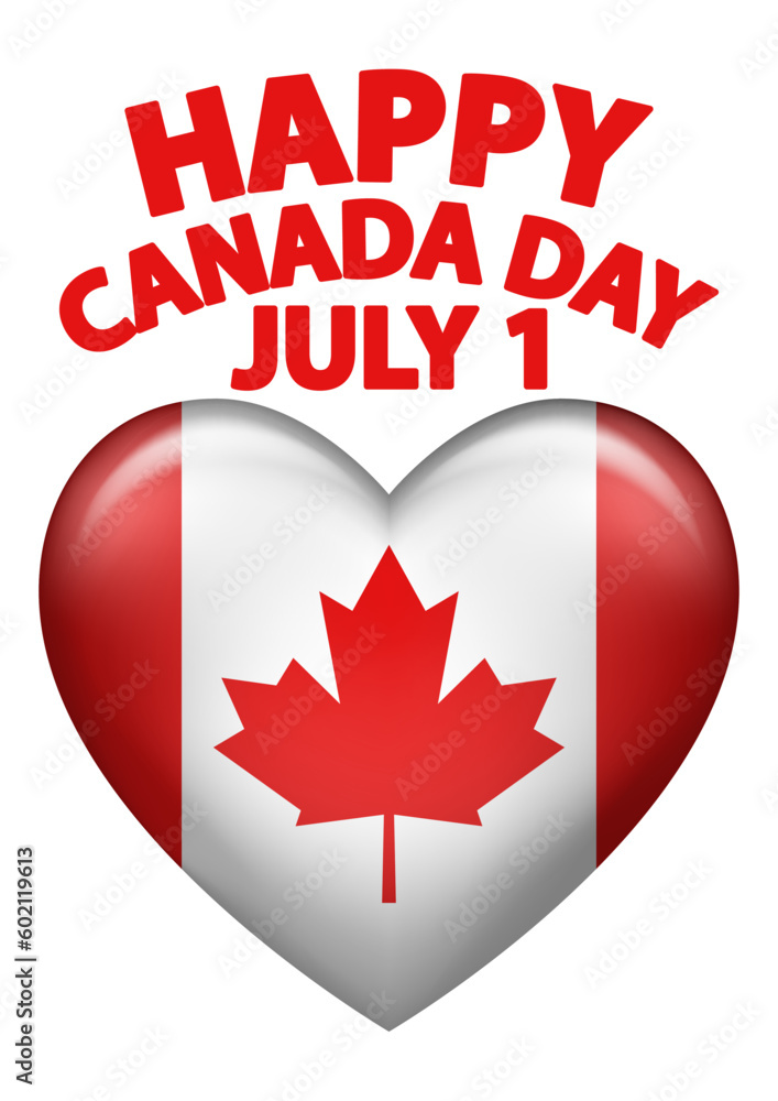 Wall mural Heart shaped Canadian flag icon or design element for Canada Day