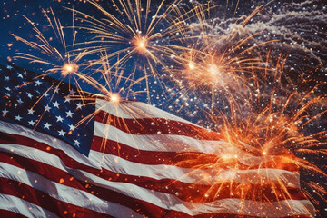 4th of July Independence Day,celebrate,patriotism,usa flag,america Ai Generative - obrazy, fototapety, plakaty