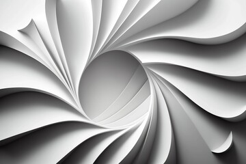 Abstract background of curved paper sheets in the shape of a spiral