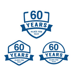 60 years anniversary celebration logotype. 60th anniversary logo collection. Set of anniversary design template. Vector illustration.