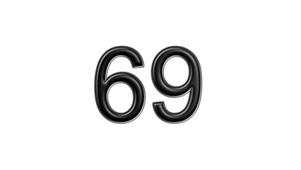 69 black lettering white background year number