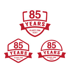 85 years anniversary celebration logotype. 85th anniversary logo collection. Set of anniversary design template. Vector illustration.