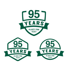 95 years anniversary celebration logotype. 95th anniversary logo collection. Set of anniversary design template. Vector illustration.