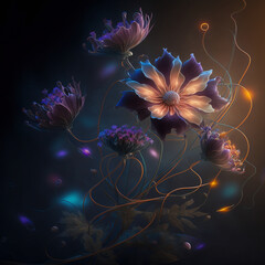 Fantasy flower, fantasy art magic, fantasy flowers plant art, Generative AI