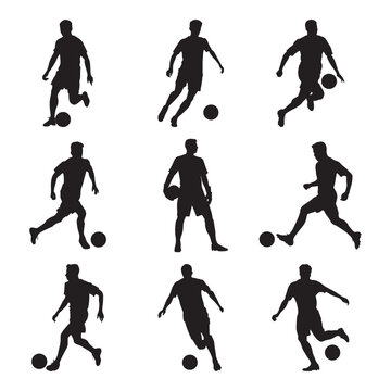 silhouettes of soccer players - silhouettes of football player - vector illustration