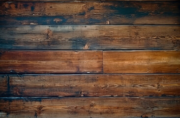 Naklejka premium Wooden planks as a wall background texture, in the style of dark brown, antique look of wooden plank seamless texture. Generative Ai.