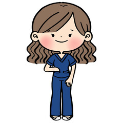 Doctor and nurse in dark blue scrubs suit